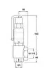 Sicherheitsventil von IMI Hydronic Engineering mit klaren Maße, Anschluss und Sicherungselement. Geeignet für Druckanwendungen in hydraulischen Systemen.